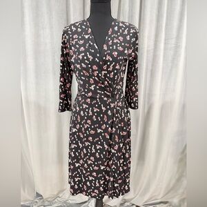 Kaileigh Black and Pink Floral Long Sleeve Dress